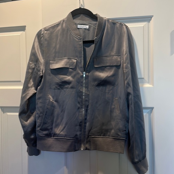 Equipment Abbot Satin Bomber in Gunmetal XS - Picture 2 of 7